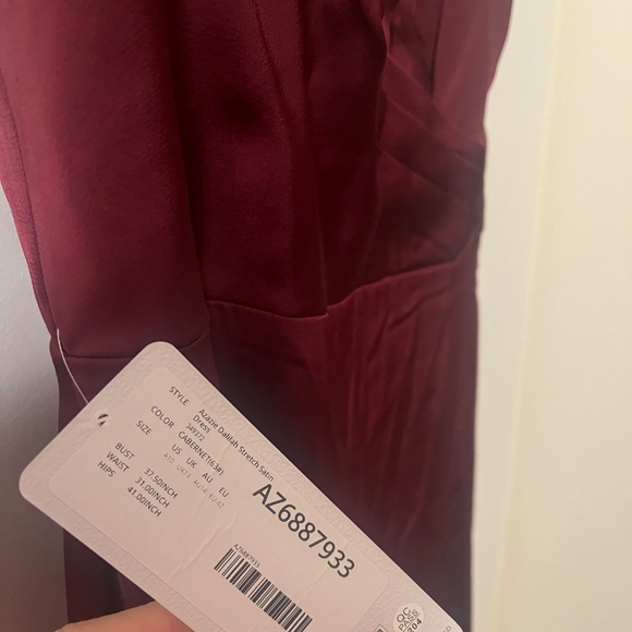 NWT UNWORN: Azazie Dalilah Cabernet - Stretch Satin - Picture 3 of 6